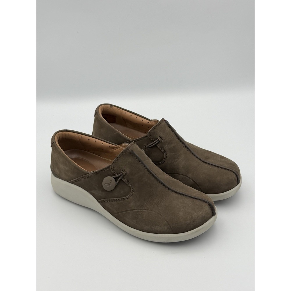Clarks Brown Leather Slip On Comfort Shoes Women's 6.5 EU 37 Casual Walking